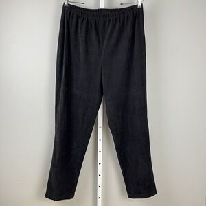 AHNI Black Microfiber Pants Size 2 Womens Large Elastic Waist Pull‎ On Tapered